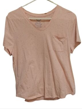 Faded Glory Pink Speckled V-Neck Tee